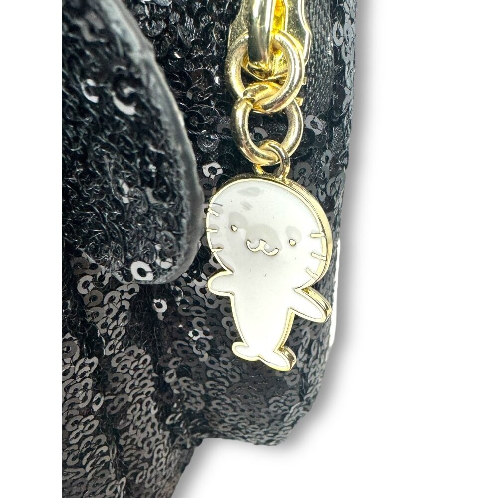 Loungefly X Sanrio Badtz-Maru Black Sequin Mini Backpack New Faux Leather - Picture 5 of 11